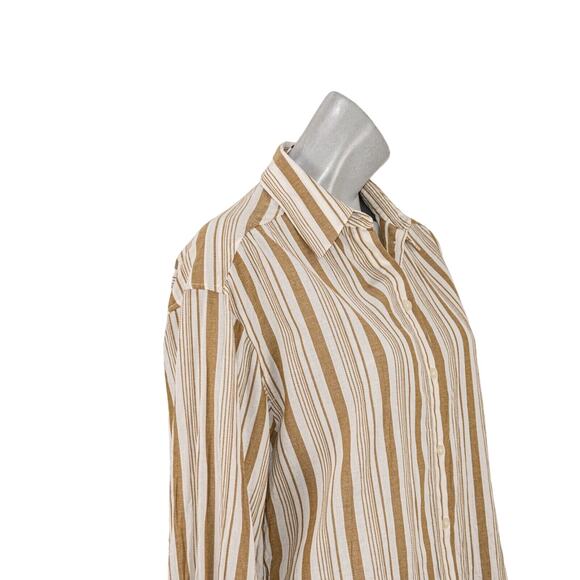 SECOND FEMALE Bristol Oversize Shirt in Bronze brown striped Cotton size Small - Picture 9 of 11